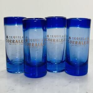 CORRALEJO Tequila 4" Double Shot Glass 2 oz Cobalt Blue Ombré LOT of 4 NEW